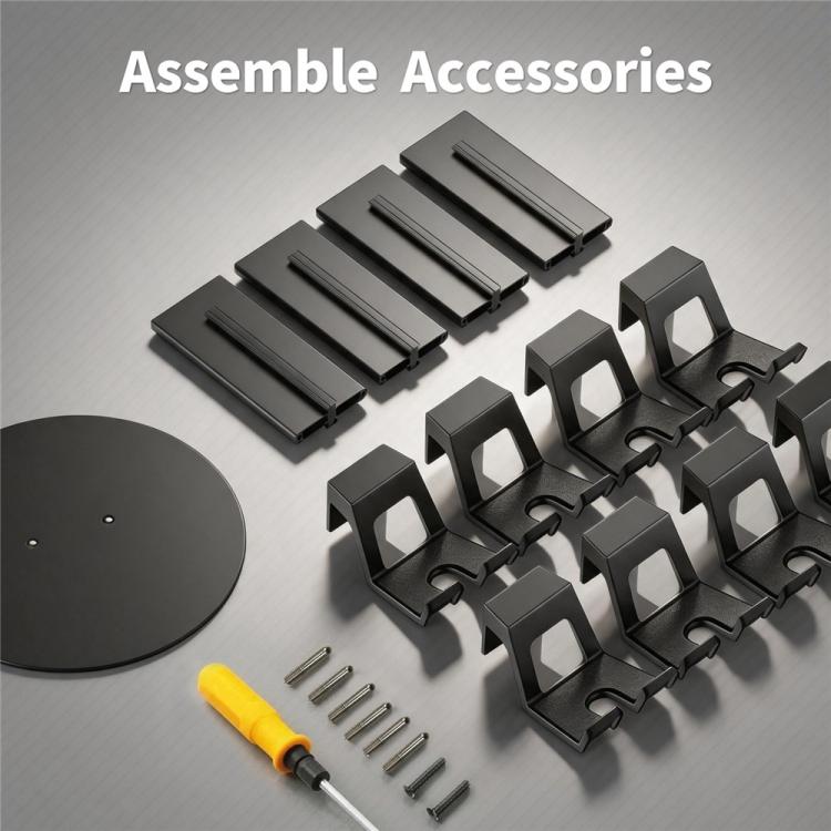 4-tier stand parts kit: round base, metal rods, and controller holders