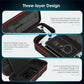 Black EVA case interior with mesh zip storage layer and lower compartment with controller dock area.