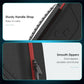 Black EVA case detail: sturdy handle strap and dual red zippers on textured shell.