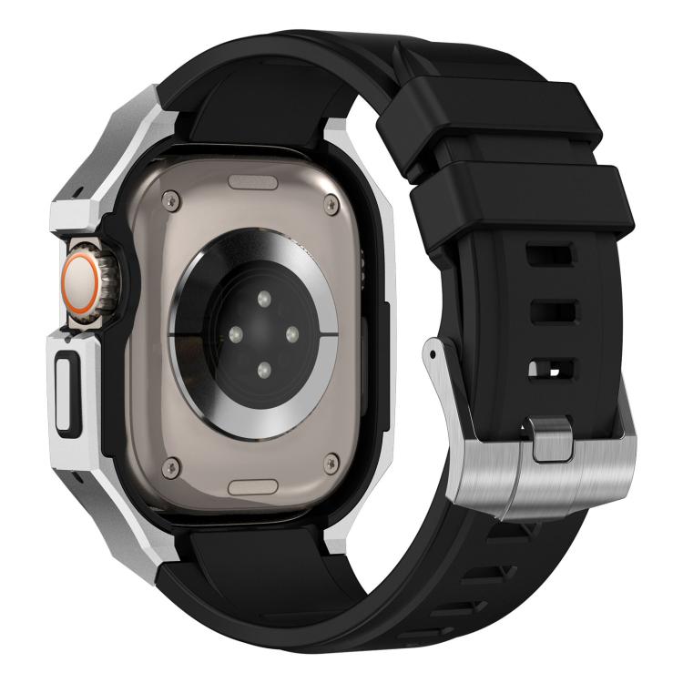 Stainless Steel Protective Case Integrated Fluororubber Watch Band, For Apple Watch Ultra 4 / 3 / 2 / 1 49mm