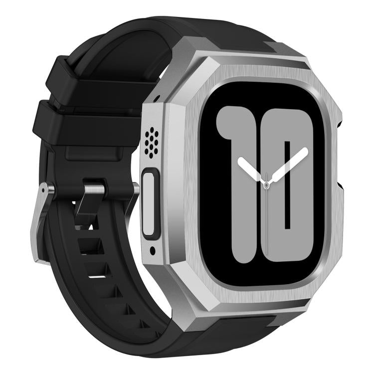 Stainless Steel Protective Case Integrated Fluororubber Watch Band, For Apple Watch Ultra 4 / 3 / 2 / 1 49mm