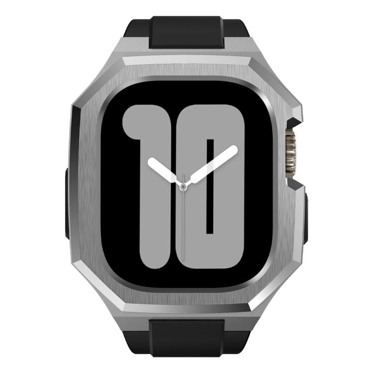Stainless Steel Protective Case Integrated Fluororubber Watch Band, For Apple Watch Ultra 4 / 3 / 2 / 1 49mm