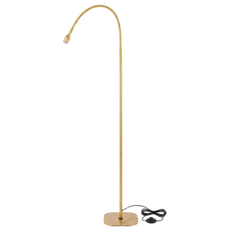 Gold gooseneck UV LED curing lamp on floor stand with power cord and foot switch