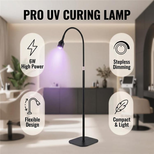 HD-AL70 5W UV LED Curing Lamp Gooseneck Floor Stand Light for Eyelash Extensions Nail Art, US Plug