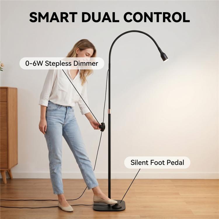 Black UV LED curing lamp with flexible neck and silent foot pedal controller