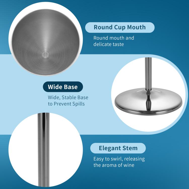 530ml Metal Stainless Steel Stemmed Champagne Wine Glass