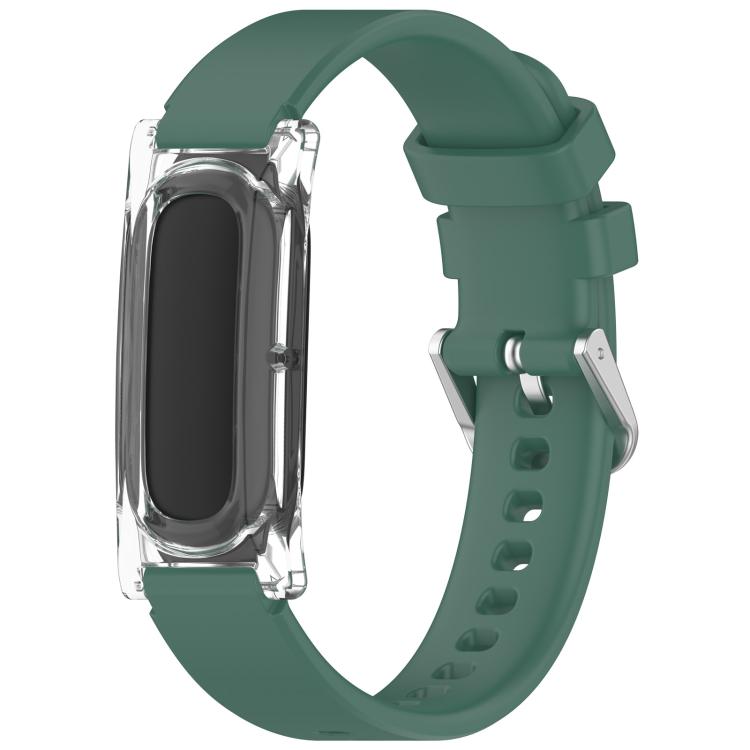 Spring Bar Style Clear Watch Case and Solid Color Silicone Watch Band, For Google Fitbit Air