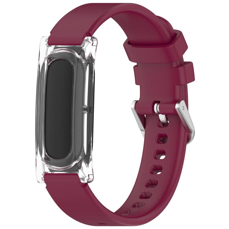 Spring Bar Style Clear Watch Case and Solid Color Silicone Watch Band, For Google Fitbit Air