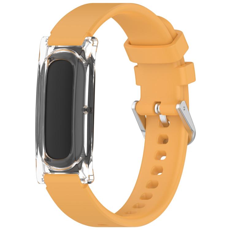 Spring Bar Style Clear Watch Case and Solid Color Silicone Watch Band, For Google Fitbit Air