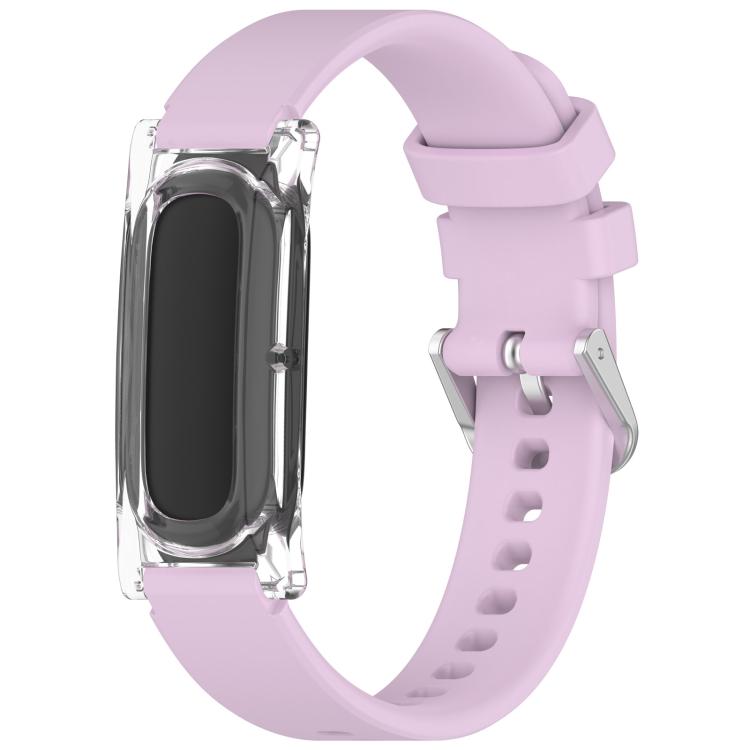 Spring Bar Style Clear Watch Case and Solid Color Silicone Watch Band, For Google Fitbit Air