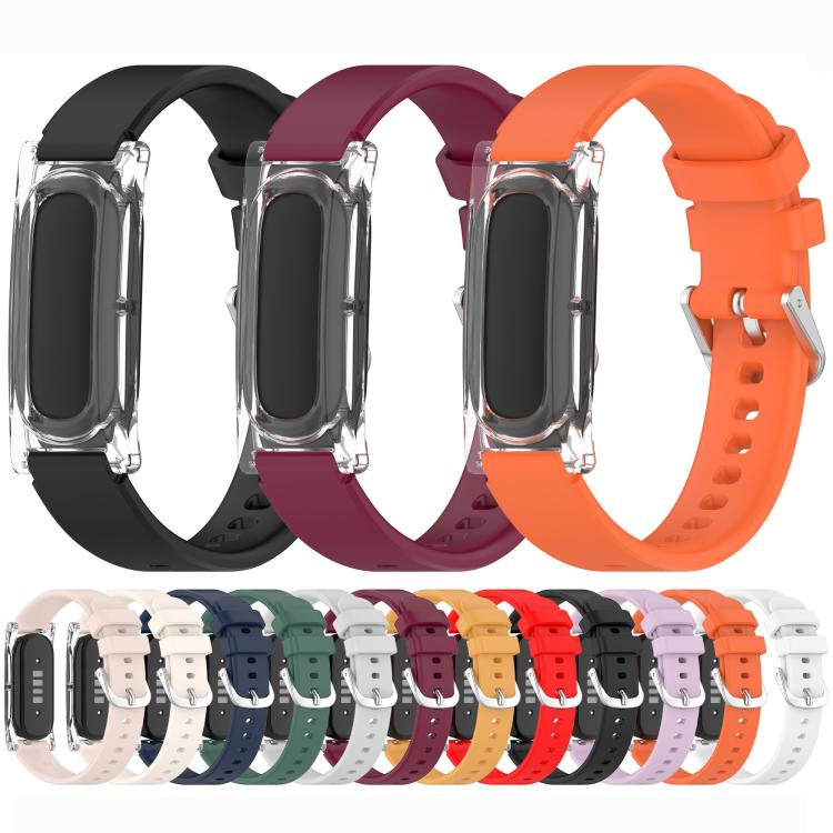 Spring Bar Style Clear Watch Case and Solid Color Silicone Watch Band, For Google Fitbit Air