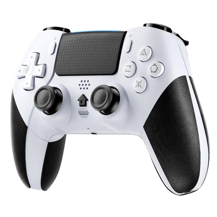 White wireless game controller with twin analog sticks, D-pad, and face buttons