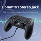 Black game controller with 3.5mm stereo jack and textured grip