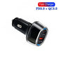 Black car charger with chrome ring and PD/QC USB ports, compact, no cable