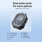 Black dual-audio-port Bluetooth transceiver with 3.5mm jack and TF card slot