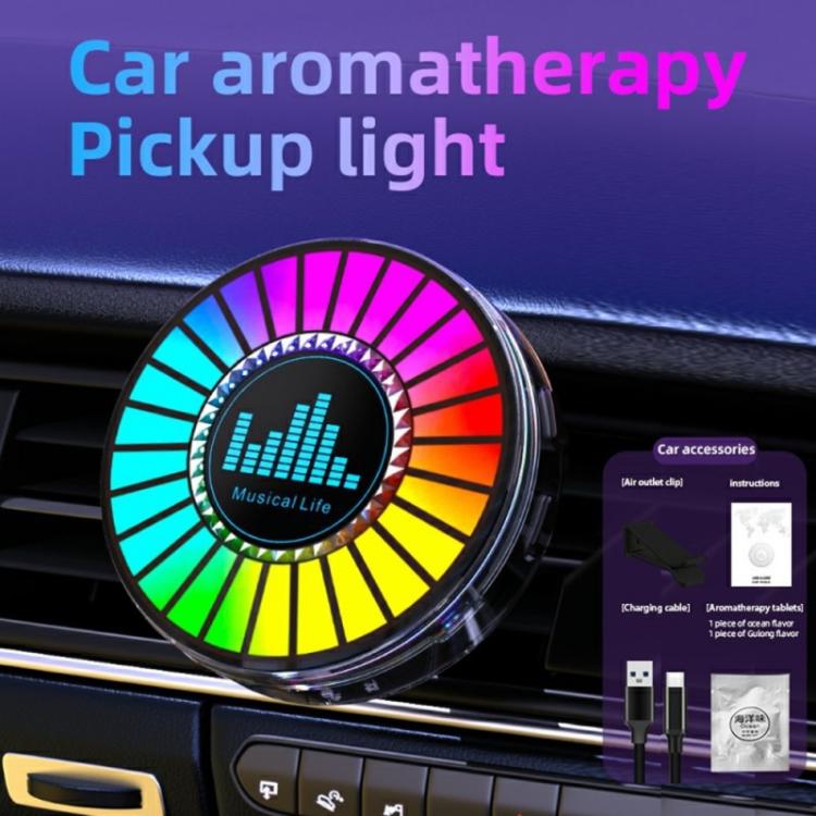 L030 Car Air Vent RGB Aroma Diffuser Voice-Controlled LED Rhythm Ambient Light