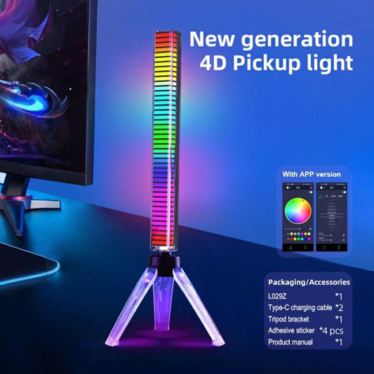 L029Z Rechargeable APP Control 4D RGB Music Rhythm Light LED Strip with Illuminated Bracket, L029Z