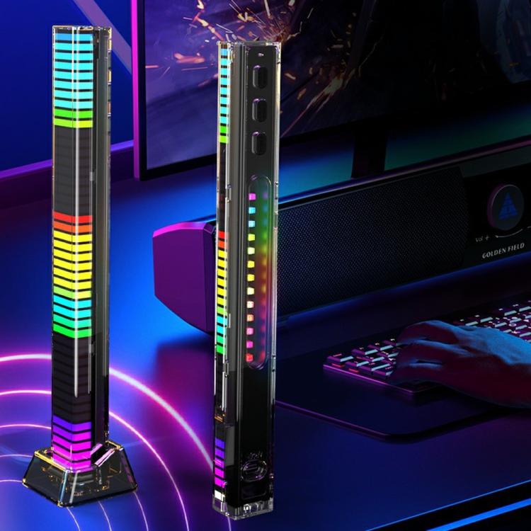 Two rechargeable RGB LED light bars on black stands, glowing multicolor strips