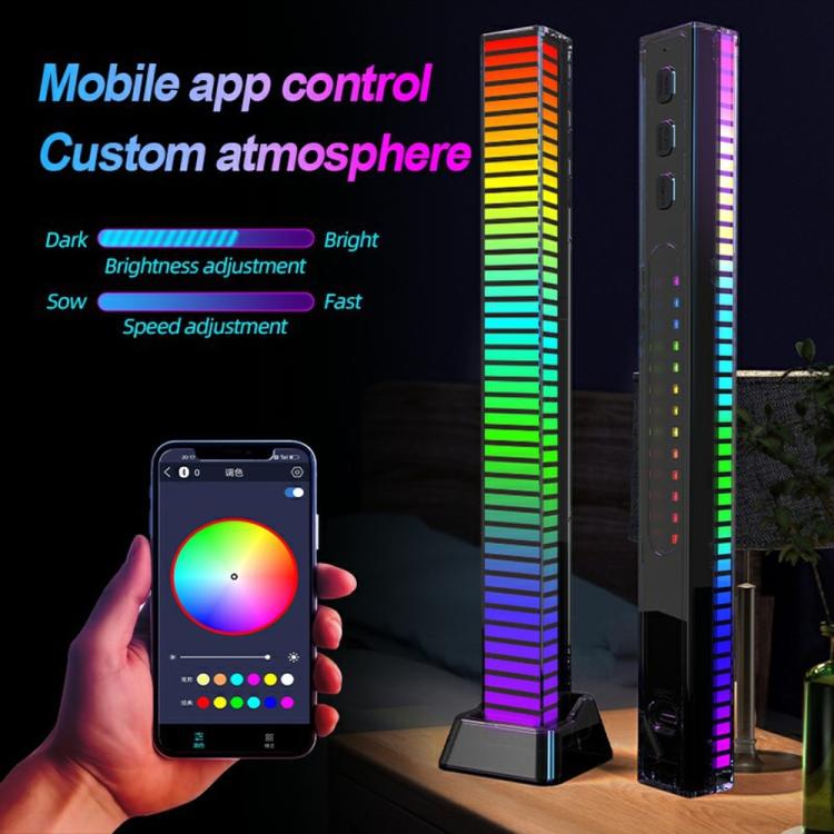 RGB LED light bar controlled by smartphone app, glowing multicolor strip