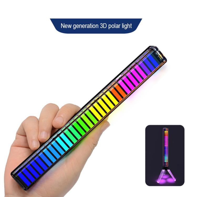 RGB pickup light bar with gradient rainbow LED stripes in a black frame, held in hand