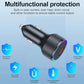 Black car charger with LED ring, showing built-in protection for stable power output