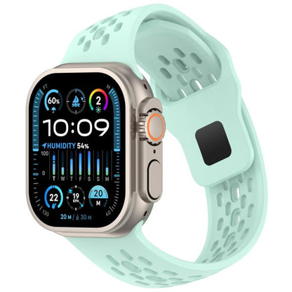 Angled Design Mesh Holes Reverse Buckle Silicone Watch Band, For Apple Watch 46mm / 49mm / 45mm / 44mm, For Apple Watch 42mm / 41mm / 40mm / 38mm