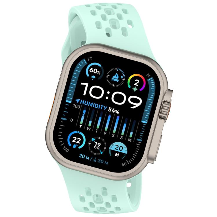 Angled Design Mesh Holes Reverse Buckle Silicone Watch Band, For Apple Watch 46mm / 49mm / 45mm / 44mm, For Apple Watch 42mm / 41mm / 40mm / 38mm
