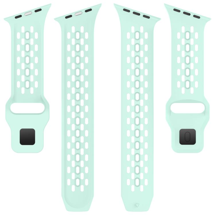 Angled Design Mesh Holes Reverse Buckle Silicone Watch Band, For Apple Watch 46mm / 49mm / 45mm / 44mm, For Apple Watch 42mm / 41mm / 40mm / 38mm