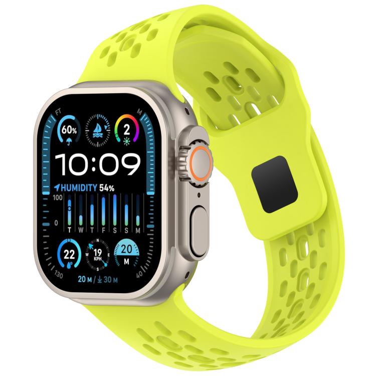Angled Design Mesh Holes Reverse Buckle Silicone Watch Band, For Apple Watch 46mm / 49mm / 45mm / 44mm, For Apple Watch 42mm / 41mm / 40mm / 38mm