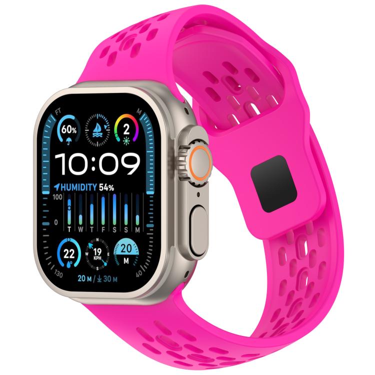 Angled Design Mesh Holes Reverse Buckle Silicone Watch Band, For Apple Watch 46mm / 49mm / 45mm / 44mm, For Apple Watch 42mm / 41mm / 40mm / 38mm