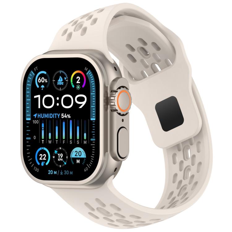 Angled Design Mesh Holes Reverse Buckle Silicone Watch Band, For Apple Watch 46mm / 49mm / 45mm / 44mm, For Apple Watch 42mm / 41mm / 40mm / 38mm