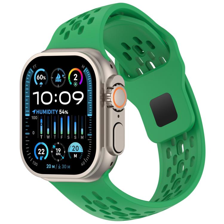 Angled Design Mesh Holes Reverse Buckle Silicone Watch Band, For Apple Watch 46mm / 49mm / 45mm / 44mm, For Apple Watch 42mm / 41mm / 40mm / 38mm