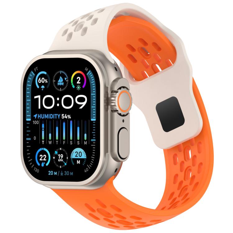 Angled Design Mesh Holes Reverse Buckle Silicone Watch Band, For Apple Watch 46mm / 49mm / 45mm / 44mm, For Apple Watch 42mm / 41mm / 40mm / 38mm