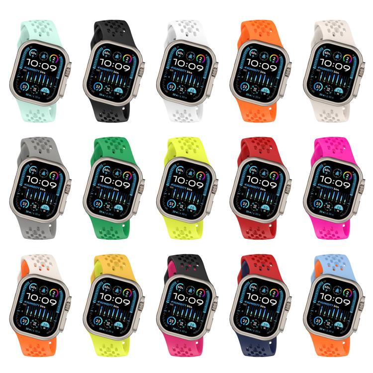 Angled Design Mesh Holes Reverse Buckle Silicone Watch Band, For Apple Watch 46mm / 49mm / 45mm / 44mm, For Apple Watch 42mm / 41mm / 40mm / 38mm