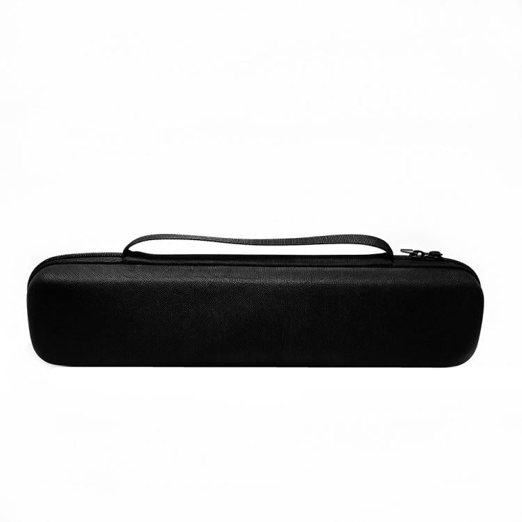 Black rectangular document scanner storage bag with top handle strap and zip closure.