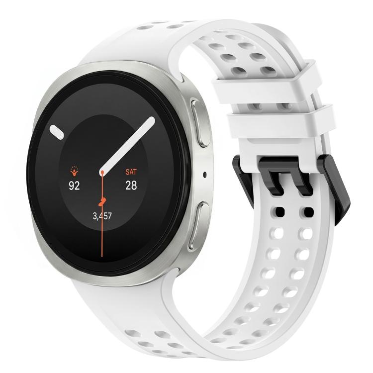 Solid Color Dual-Row Perforated Silicone Watch Band, For Galaxy Watch 9 / 8 / 8 Classic