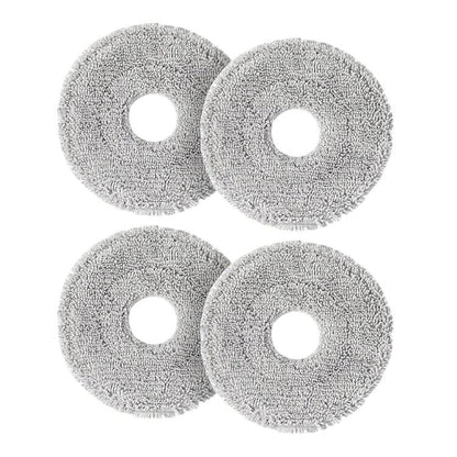Set of 4 grey round mop pads with center holes, washable replacement pads