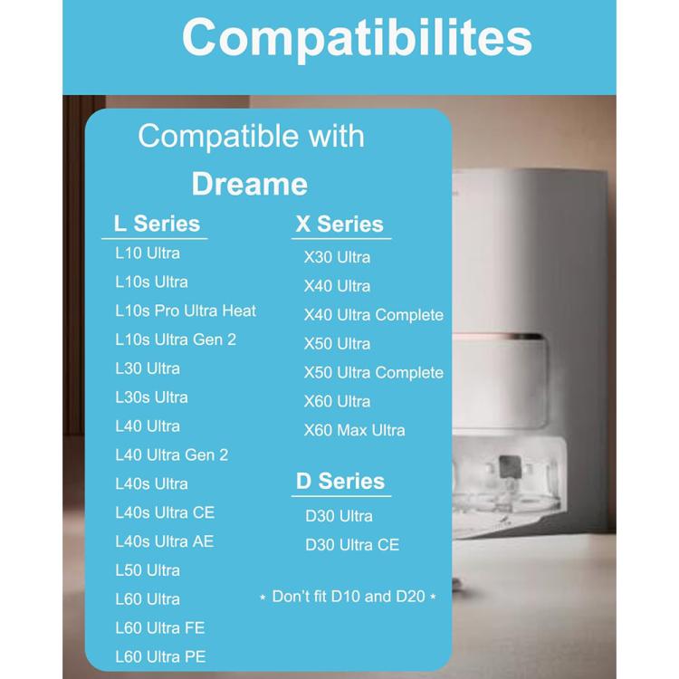 Mop pad replacement compatibility chart for Dreame robot mop models