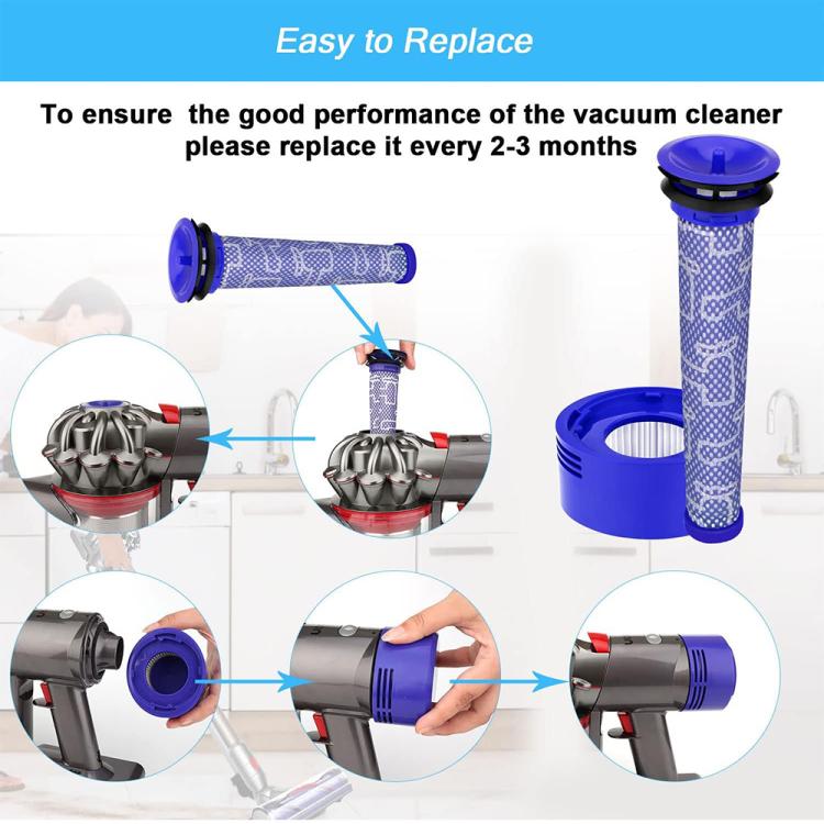 JUNSUNMAY Post & Pre Filters Replacements for Dyson V8 / V7 Vacuum, 2 in 1, 4 in 1