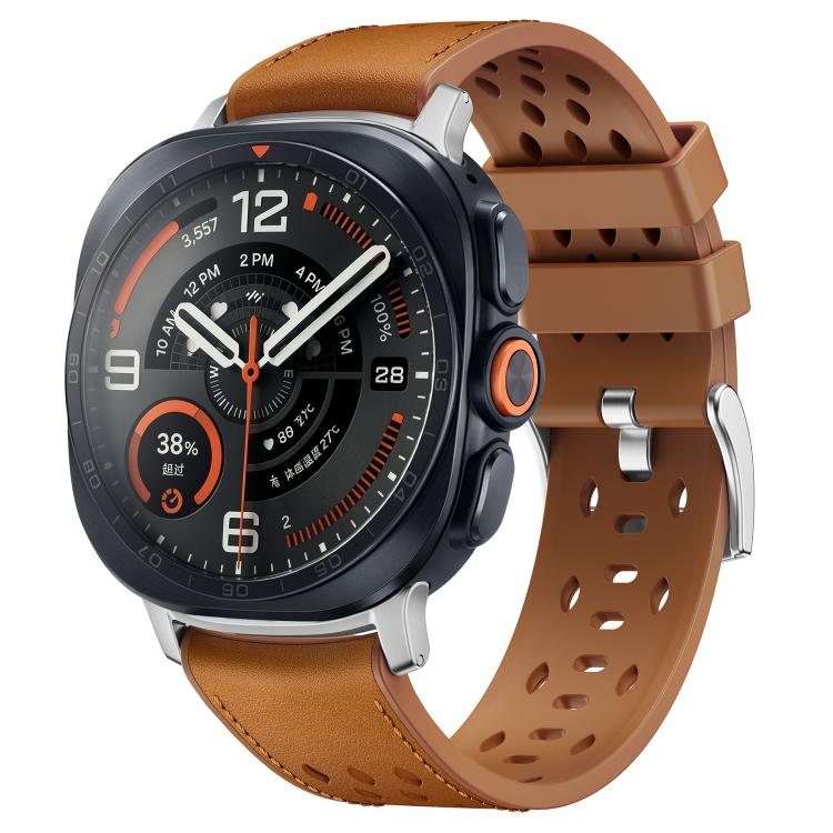Mesh Vegan Leather-Coated Silicone Watch Band, For Galaxy Watch Ultra2 2026 / 2025 / 1 2024