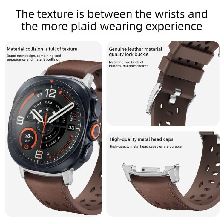 Mesh Vegan Leather-Coated Silicone Watch Band, For Galaxy Watch Ultra2 2026 / 2025 / 1 2024