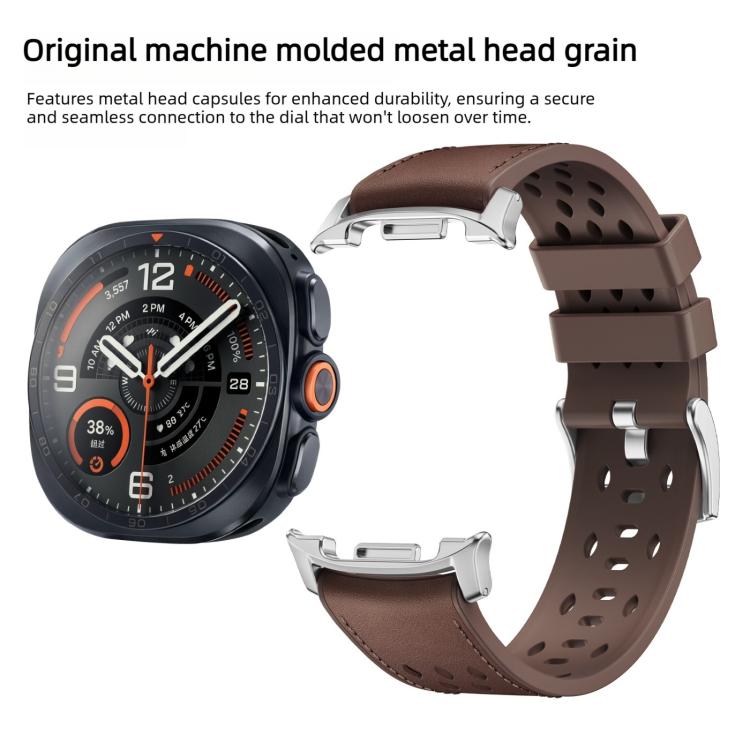 Mesh Vegan Leather-Coated Silicone Watch Band, For Galaxy Watch Ultra2 2026 / 2025 / 1 2024