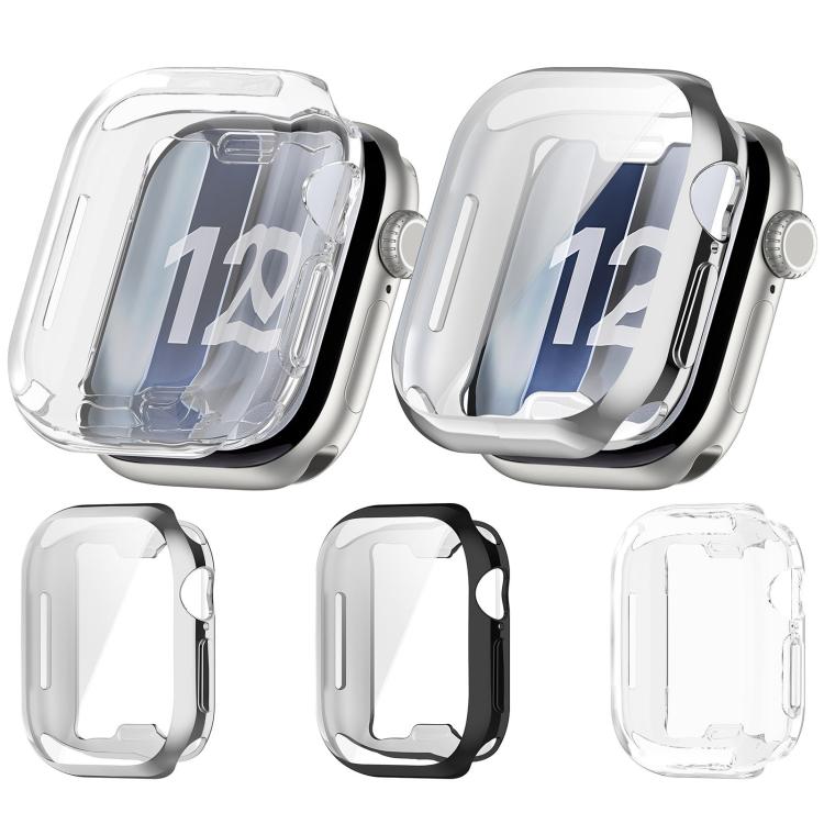 Full Coverage Electroplated TPU Watch Protective Case, For Apple Watch Series 12 Aluminum / Titanium 46mm, For Apple Watch Series 12 Aluminum / Titanium 42mm