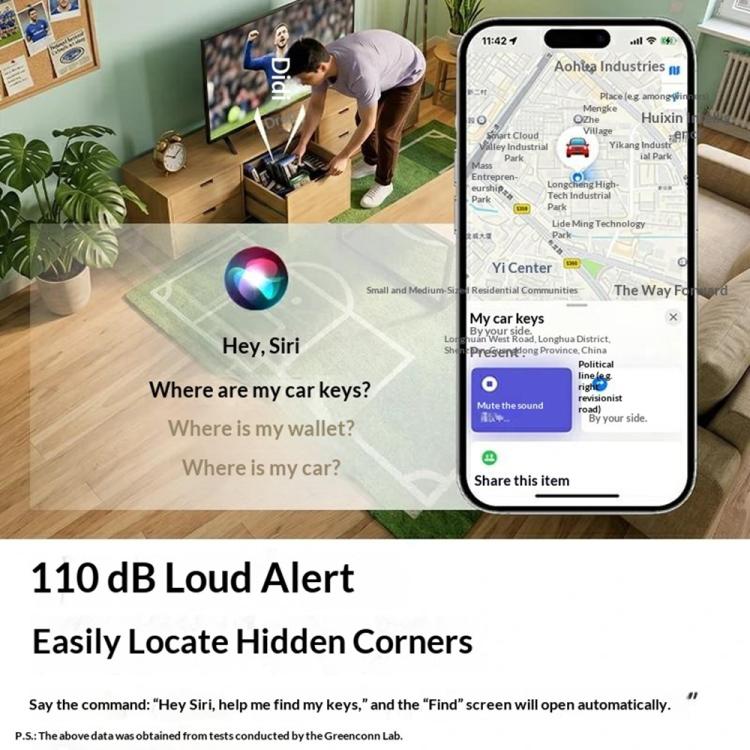 UGREEN FT309 IP68 Waterproof Soccer Ball Smart Tracker 110dB Item Locator Works