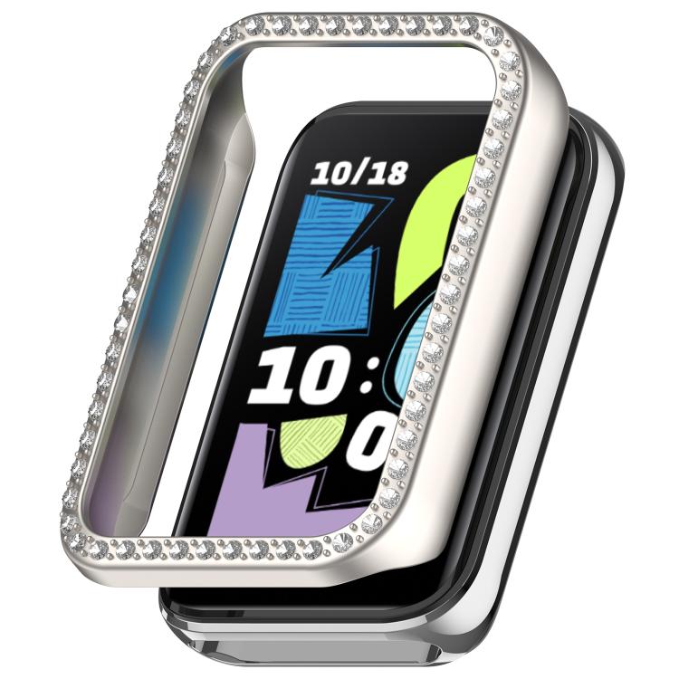 Single Row Diamond Half Coverage Hollow PC Watch Protective Case, For Honor Band 11