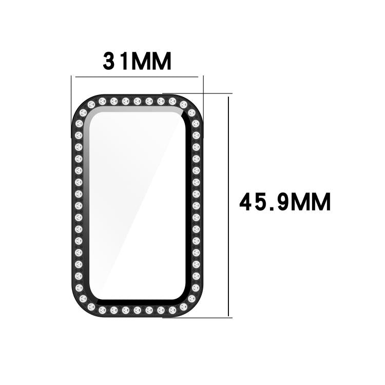 Single Row Diamond Half Coverage Hollow PC Watch Protective Case, For Honor Band 11