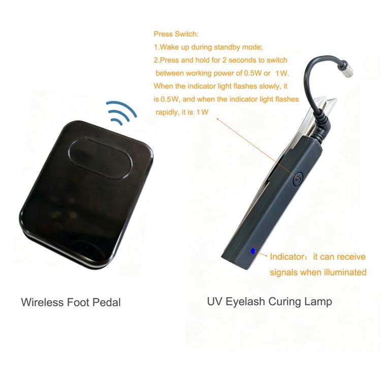AL93 1W Wireless UV Lash Curing Lamp with Foot Pedal for Eyelash Extensions, US Plug, EU Plug, UK Plug, AU Plug