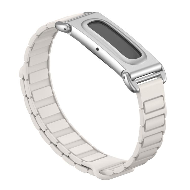 Metal Case Hybrid I-Shaped Magnetic Silicone Watch Band, For Google Fitbit Air