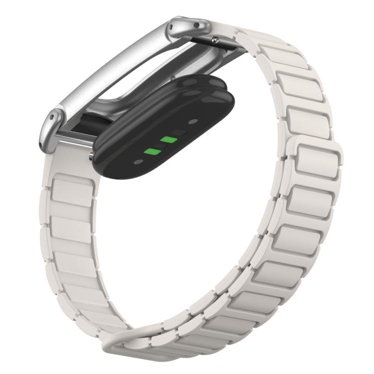 Metal Case Hybrid I-Shaped Magnetic Silicone Watch Band, For Google Fitbit Air