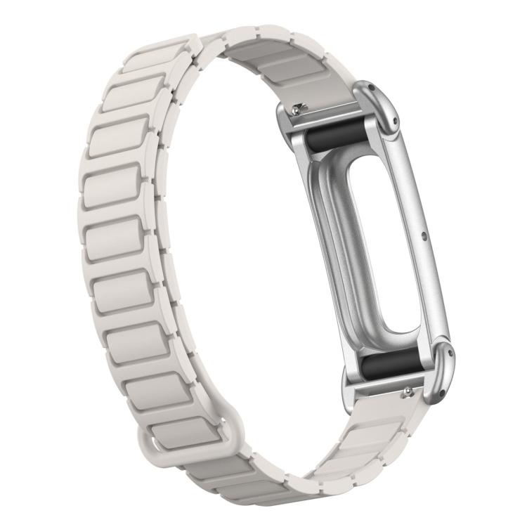 Metal Case Hybrid I-Shaped Magnetic Silicone Watch Band, For Google Fitbit Air
